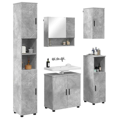 vidaXL Badezimmermöbel-Set 5 pcs Beton Grau Holzwerkstoff & Metall