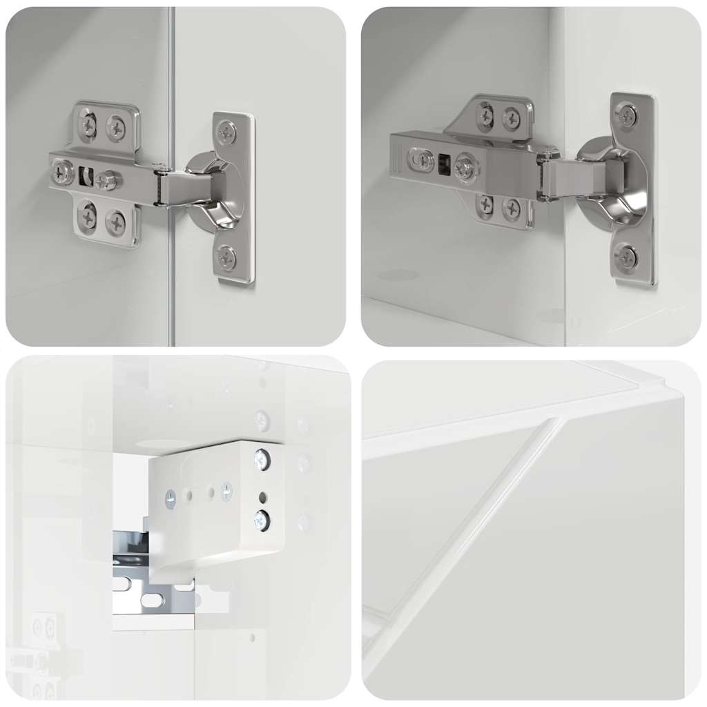 vidaXL Badezimmermöbel-Set 5 pcs Hochglanz Weiß Holzwerkstoff & Metall