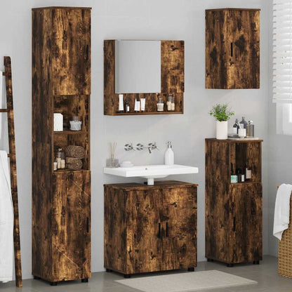 vidaXL Badezimmermöbel-Set Wandmontiert 5 pcs Geräucherte Eiche