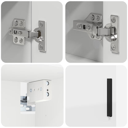 vidaXL Badezimmermöbel-Set mit Tür 5 pcs Weiß Holzwerkstoff & Metall