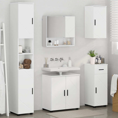 vidaXL Badezimmermöbel-Set mit Tür 5 pcs Weiß Holzwerkstoff & Metall