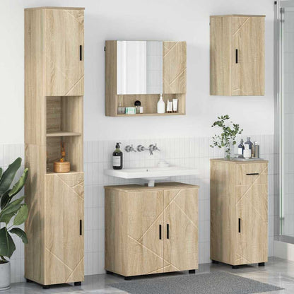 vidaXL Badezimmermöbel-Set 5 pcs Sonoma-Eiche Holzwerkstoff & Metall