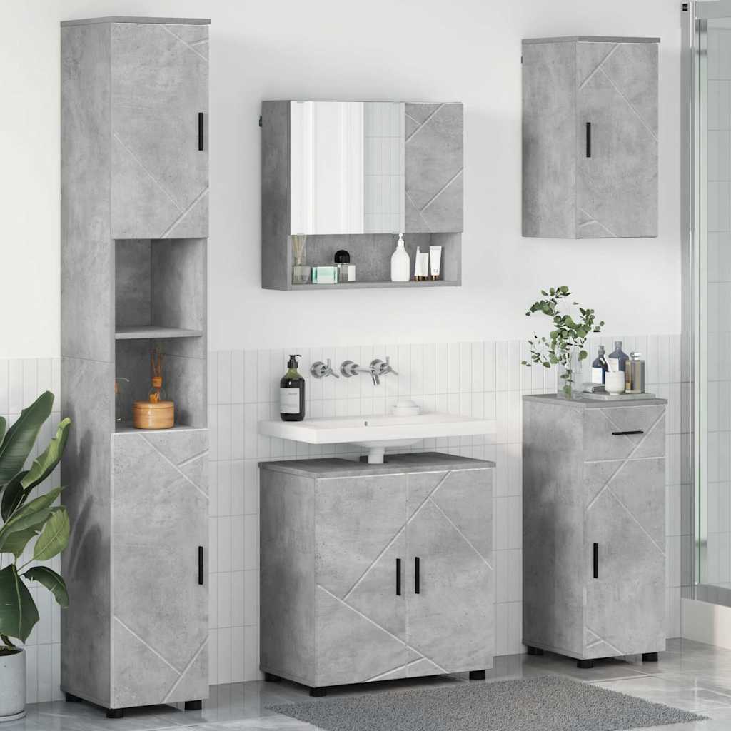 vidaXL Badezimmermöbel-Set 5 pcs Beton Grau Holzwerkstoff & Metall
