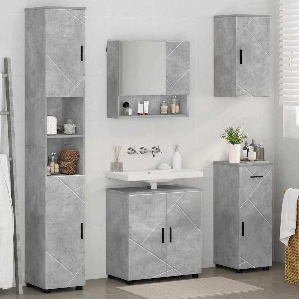 vidaXL Badezimmermöbel-Set 5 pcs Beton Grau Holzwerkstoff & Metall