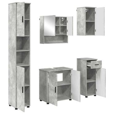 vidaXL Badezimmermöbel-Set 5 pcs Beton Grau Holzwerkstoff & Metall