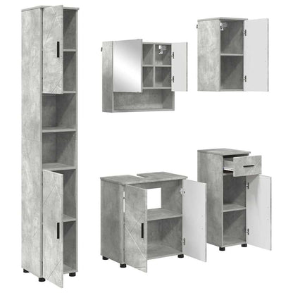 vidaXL Badezimmermöbel-Set 5 pcs Beton Grau Holzwerkstoff & Metall