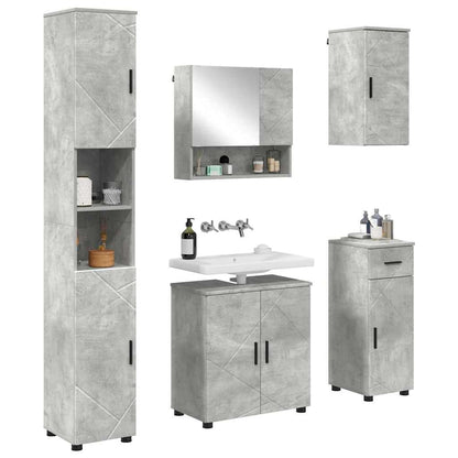 vidaXL Badezimmermöbel-Set 5 pcs Beton Grau Holzwerkstoff & Metall