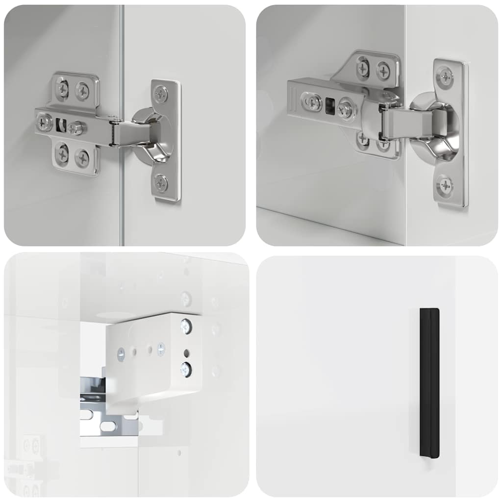 vidaXL Badezimmermöbel-Set 5 pcs Hochglanz Weiß Holzwerkstoff & Metall