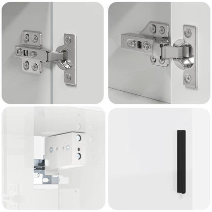 vidaXL Badezimmermöbel-Set 5 pcs Hochglanz Weiß Holzwerkstoff & Metall