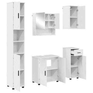 vidaXL Badezimmermöbel-Set 5 pcs Hochglanz Weiß Holzwerkstoff & Metall