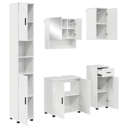 vidaXL Badezimmermöbel-Set 5 pcs Hochglanz Weiß Holzwerkstoff & Metall