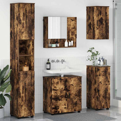 vidaXL Badezimmermöbel-Set mit Schubladen 5 pcs Geräucherte Eiche