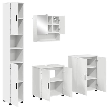 vidaXL Badezimmermöbel-Set mit Tür 4 pcs Weiß Holzwerkstoff & Metall