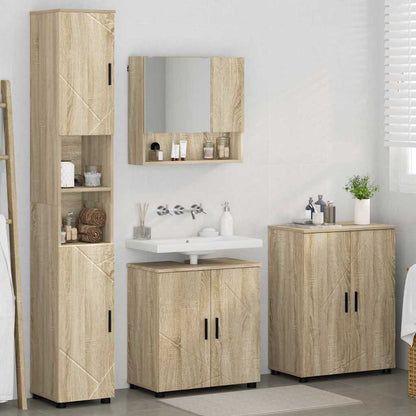 vidaXL Badezimmermöbel-Set 4 pcs Sonoma-Eiche Holzwerkstoff & Metall