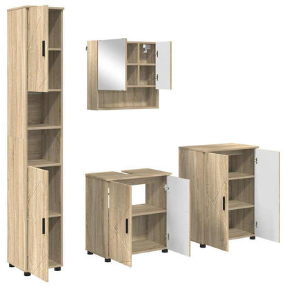 vidaXL Badezimmermöbel-Set 4 pcs Sonoma-Eiche Holzwerkstoff & Metall