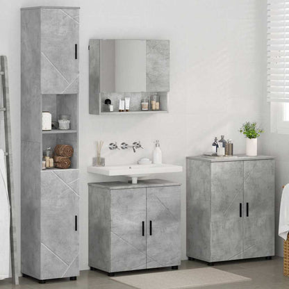 vidaXL Badezimmermöbel-Set 4 pcs Beton Grau Holzwerkstoff & Metall