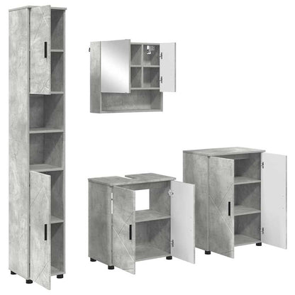 vidaXL Badezimmermöbel-Set 4 pcs Beton Grau Holzwerkstoff & Metall