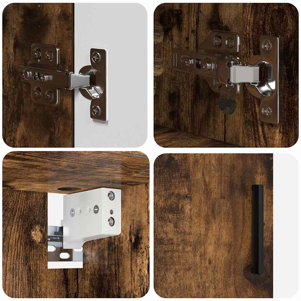 vidaXL Badezimmermöbel-Set Wandmontiert 4 pcs Geräucherte Eiche