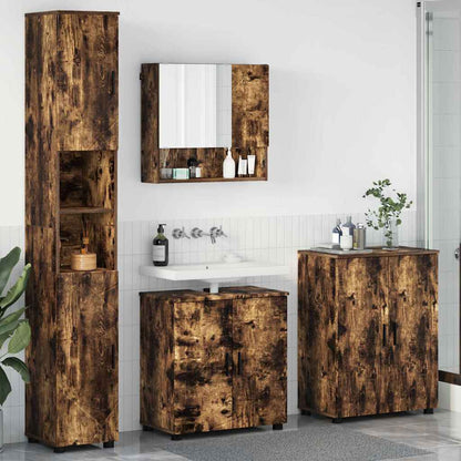 vidaXL Badezimmermöbel-Set Wandmontiert 4 pcs Geräucherte Eiche