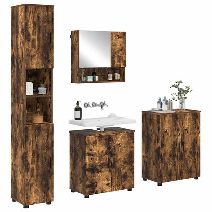vidaXL Badezimmermöbel-Set Wandmontiert 4 pcs Geräucherte Eiche