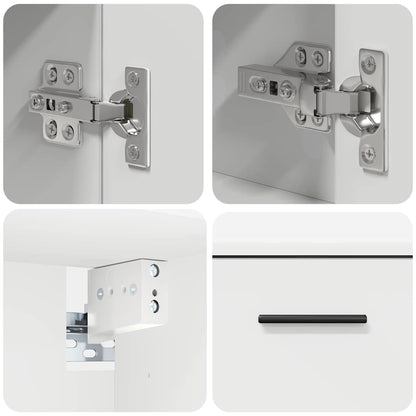 vidaXL Badezimmermöbel-Set mit Regal 2 pcs Weiß Sperrholz und Metall