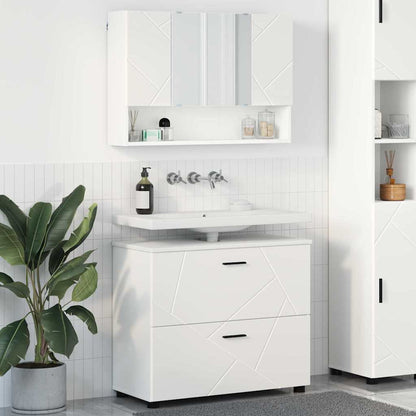 vidaXL Badezimmermöbel-Set mit Regal 2 pcs Weiß Sperrholz und Metall