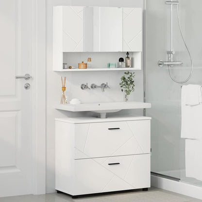 vidaXL Badezimmermöbel-Set mit Regal 2 pcs Weiß Sperrholz und Metall