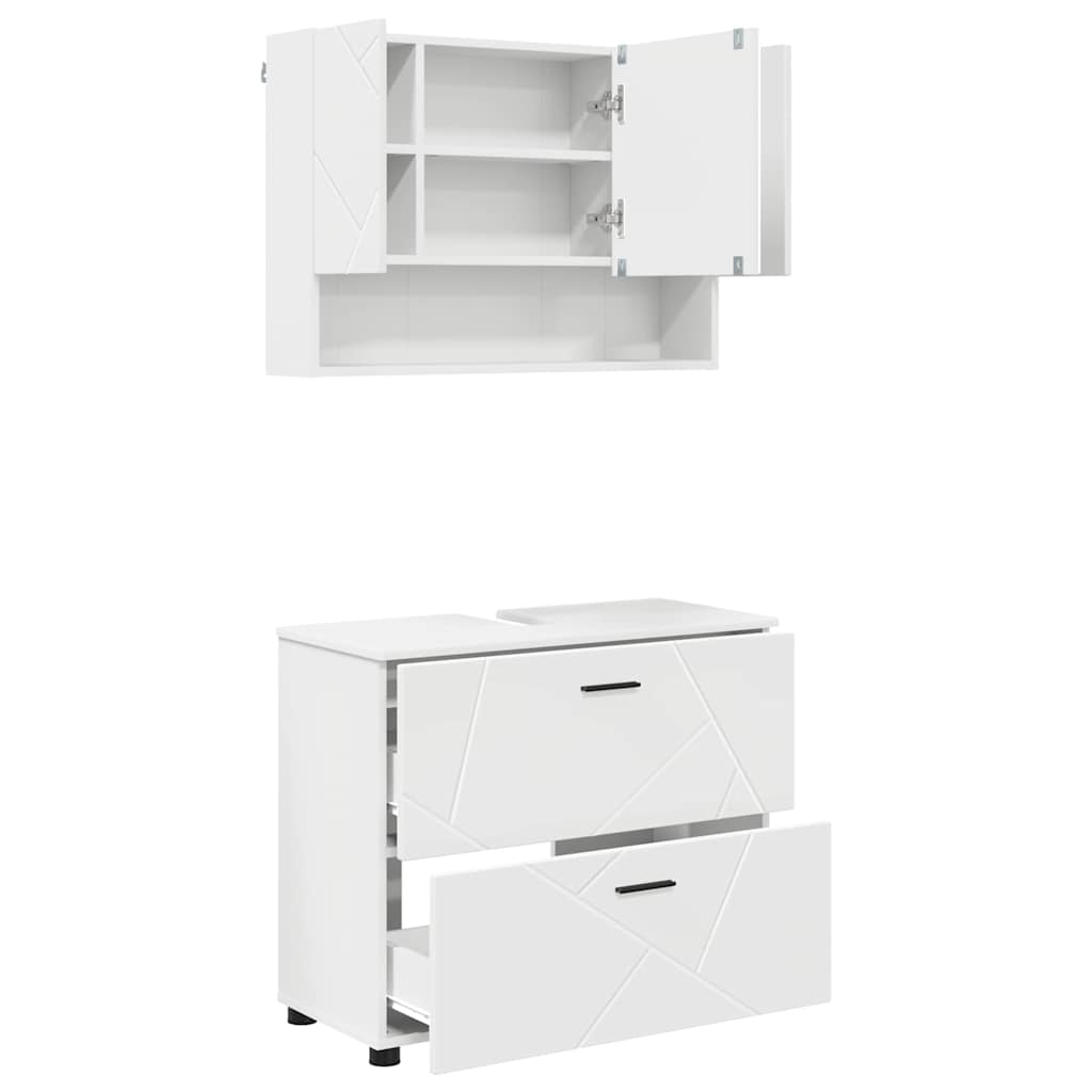 vidaXL Badezimmermöbel-Set mit Regal 2 pcs Weiß Sperrholz und Metall