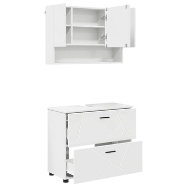 vidaXL Badezimmermöbel-Set mit Regal 2 pcs Weiß Sperrholz und Metall