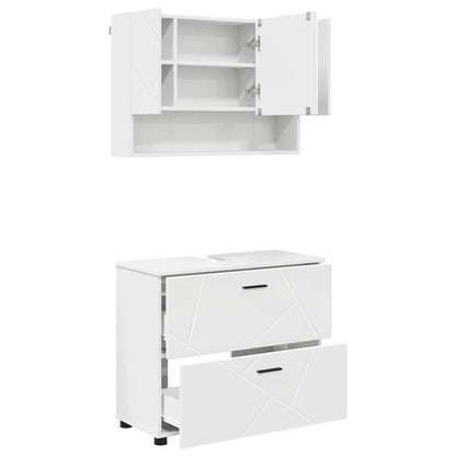 vidaXL Badezimmermöbel-Set mit Regal 2 pcs Weiß Sperrholz und Metall