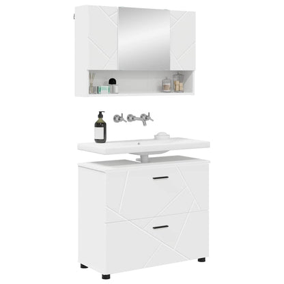 vidaXL Badezimmermöbel-Set mit Regal 2 pcs Weiß Sperrholz und Metall