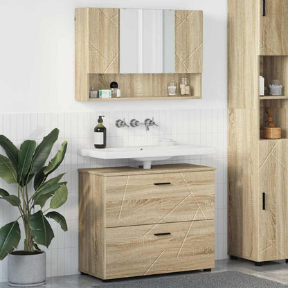 vidaXL Badezimmermöbel-Set 2 pcs Sonoma-Eiche Sperrholz und Metall