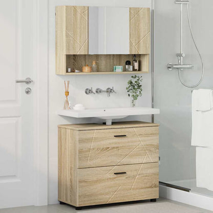 vidaXL Badezimmermöbel-Set 2 pcs Sonoma-Eiche Sperrholz und Metall