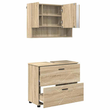 vidaXL Badezimmermöbel-Set 2 pcs Sonoma-Eiche Sperrholz und Metall