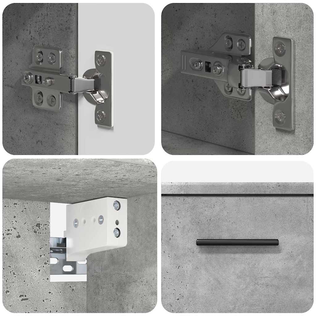 vidaXL Badezimmermöbel-Set 2 pcs Beton Grau Sperrholz und Metall
