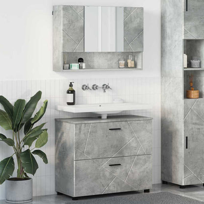 vidaXL Badezimmermöbel-Set 2 pcs Beton Grau Sperrholz und Metall