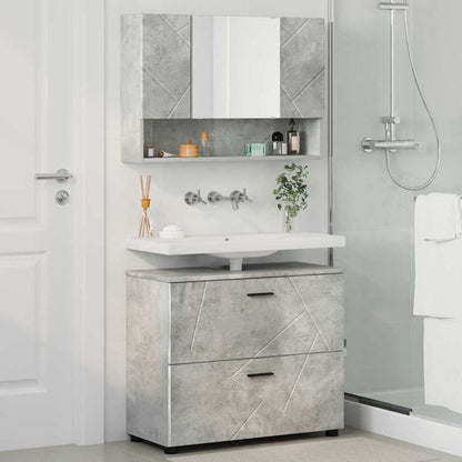 vidaXL Badezimmermöbel-Set 2 pcs Beton Grau Sperrholz und Metall