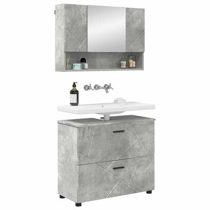 vidaXL Badezimmermöbel-Set 2 pcs Beton Grau Sperrholz und Metall