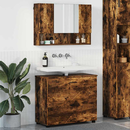 vidaXL Badezimmermöbel-Set mit Schubladen 2 pcs Geräucherte Eiche