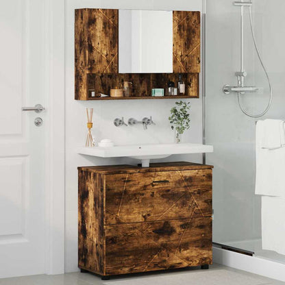 vidaXL Badezimmermöbel-Set mit Schubladen 2 pcs Geräucherte Eiche
