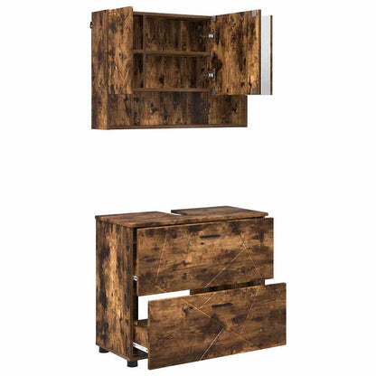 vidaXL Badezimmermöbel-Set mit Schubladen 2 pcs Geräucherte Eiche