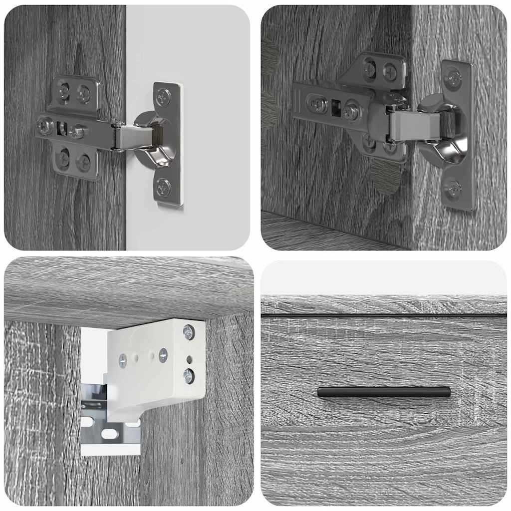vidaXL Badezimmermöbel-Set 2 pcs Graues Sonoma Sperrholz und Metall