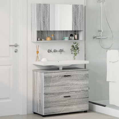 vidaXL Badezimmermöbel-Set 2 pcs Graues Sonoma Sperrholz und Metall