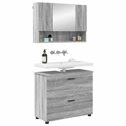 vidaXL Badezimmermöbel-Set 2 pcs Graues Sonoma Sperrholz und Metall