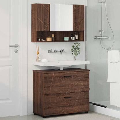 vidaXL Badezimmermöbel-Set mit Schubladen 2 pcs Braun Eichen-Optik