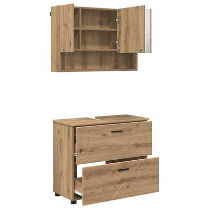 vidaXL Badezimmermöbel-Set 2 pcs Artisan-Eiche Sperrholz und Metall