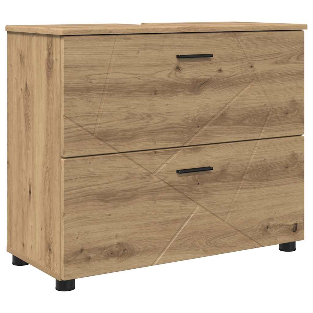 vidaXL Badezimmermöbel-Set 2 pcs Artisan-Eiche Sperrholz und Metall