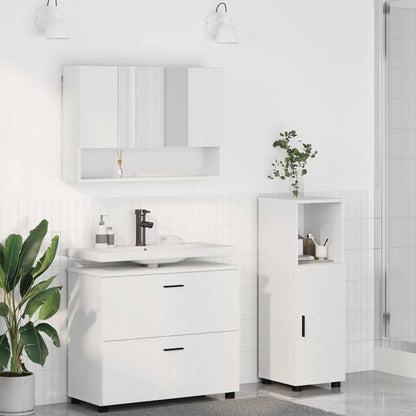 vidaXL Ensemble de meubles de salle de bain avec étagère 3 pcs Blanc Contreplaqué et métal