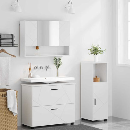 vidaXL Ensemble de meubles de salle de bain avec étagère 3 pcs Blanc Contreplaqué et métal