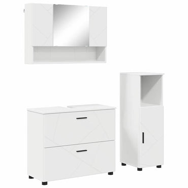 vidaXL Ensemble de meubles de salle de bain avec étagère 3 pcs Blanc Contreplaqué et métal